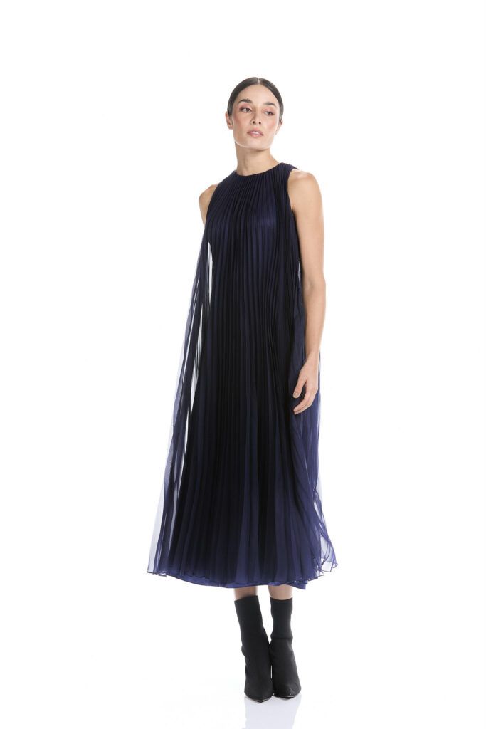 Vestido Plisado Azul