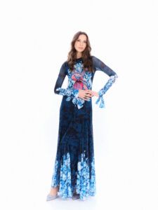 VESTIDO MESH CORAZÓN DE PLÁTANO AZUL