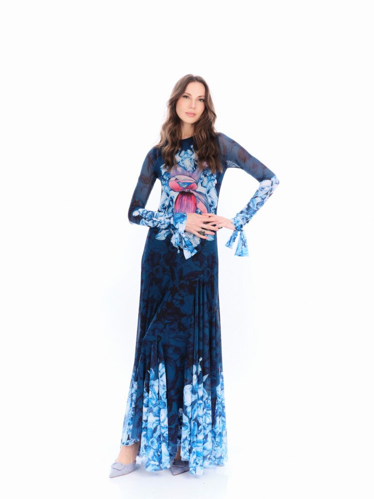 VESTIDO MESH CORAZÓN DE PLÁTANO AZUL