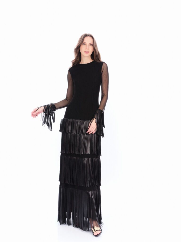 VESTIDO MESH AZULEJO FLECOS